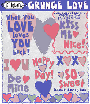 Grunge Love - Valentine Clip Art Download
