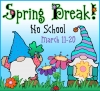 Spring break poster with DJ Inkers clip art gnomes