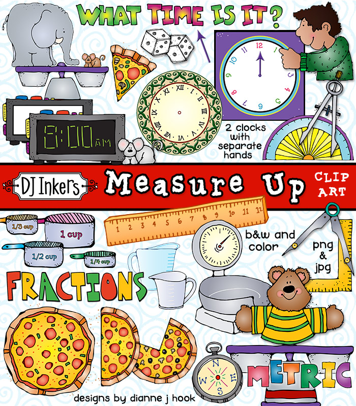 Clever kids clip art for measuring, fractions and teaching math by DJ Inkers