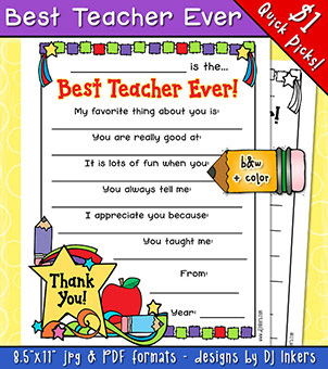 Best Teacher Ever Printable Download