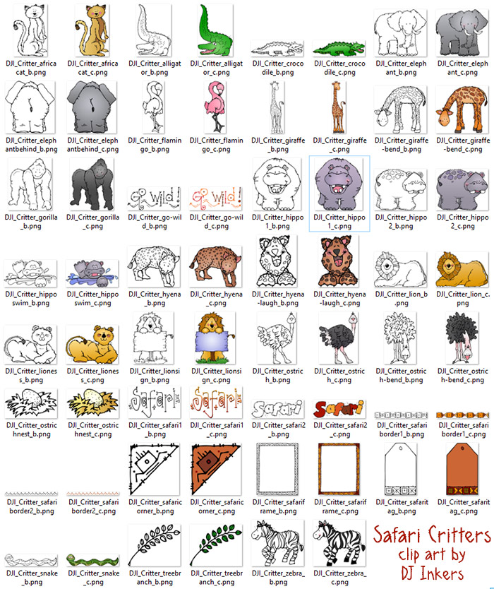 Safari Critters - Animal Clip Art Download