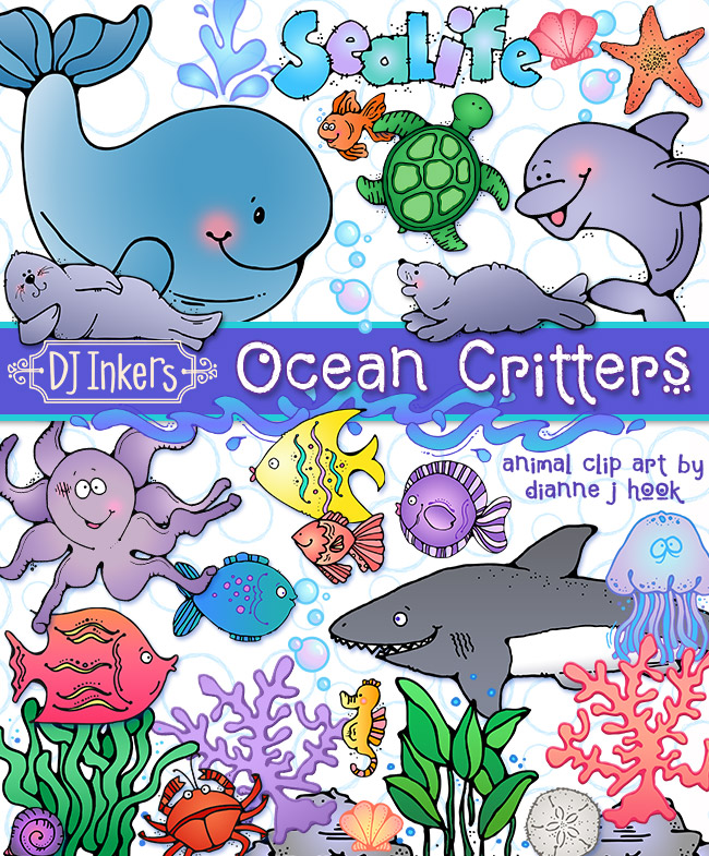Ocean Critters - Sea Life Animal Clip Art Download