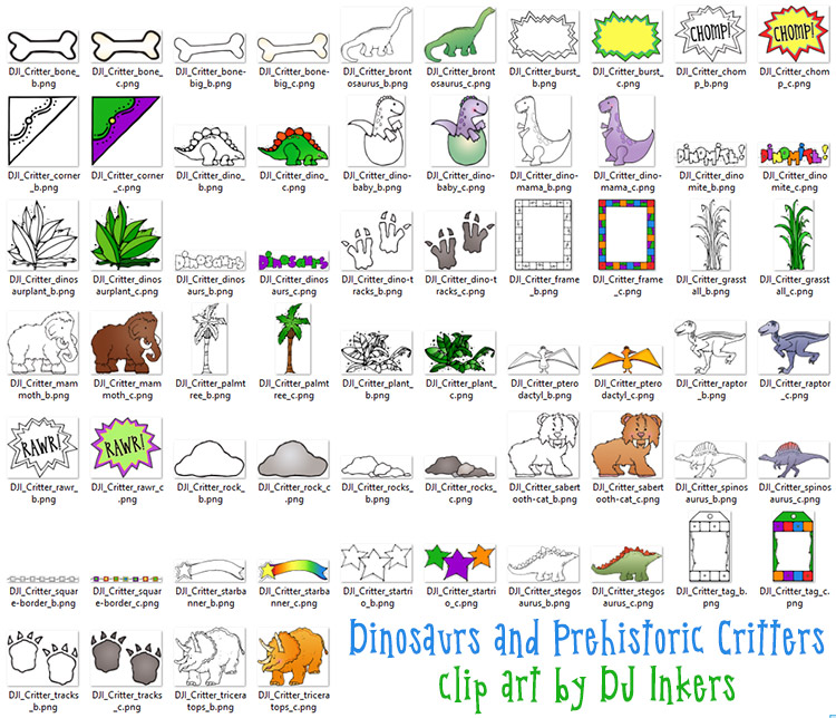 Dinos and Prehistoric Critters Clip Art Download