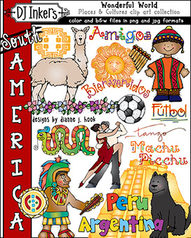 South America Clip Art - Argentina & Peru Wonderful World Download