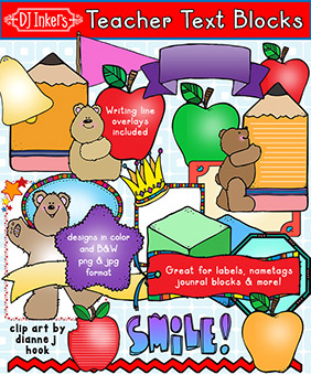 Teacher Text Blocks - Borders, Notes and Labels Clip Art