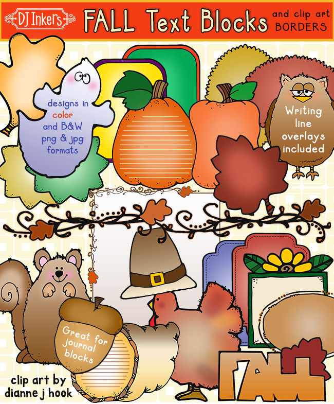 Fall Text Blocks and Clip Art Borders for autumn smiles by DJ Inkers