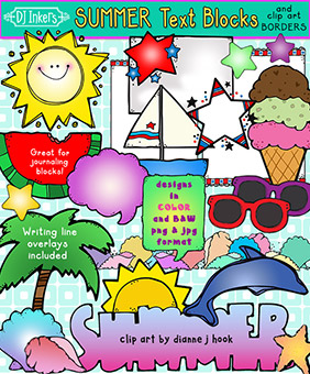 Summer Text Blocks Clip Art Borders, Notes and Labels