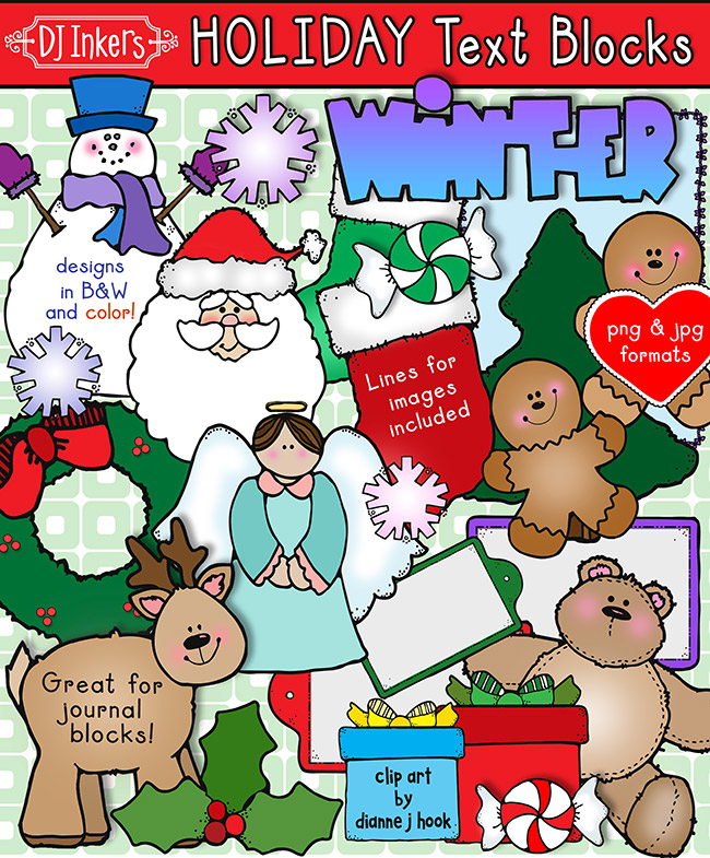 Holiday Text Blocks and Borders Clip Art Download