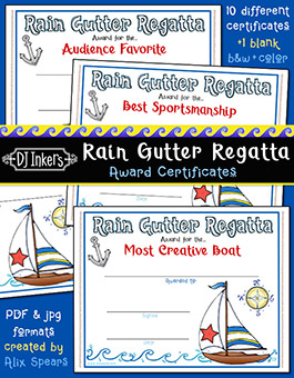Rain Gutter Regatta Award Certificates for Cub Scouts