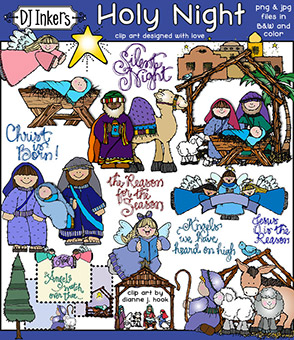 Holy Night - Christmas Nativity Clip Art Download