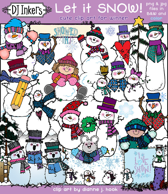 Let it Snow - Snowmen and Cool Winter Clip Art by DJ Inkers