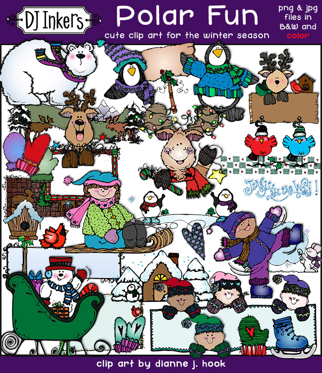 Polar Fun - Winter Holiday Clip Art Download