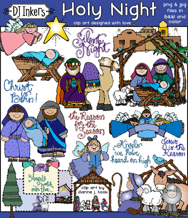 Jolly Holiday Christmas Clip Art Collection - 9 Set Bundle