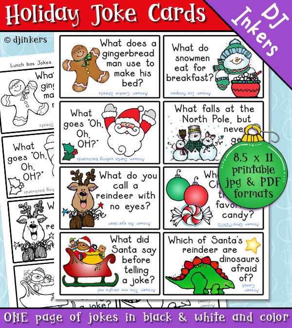 Holiday Jokes for kids, lunch box or Christmas crackers by DJ Inkers