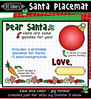 Santa Milk and Cookies Placemat - Printable Download