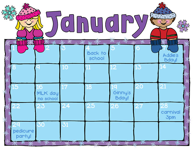 Cute clip art kids and winter smiles for January by DJ Inkers