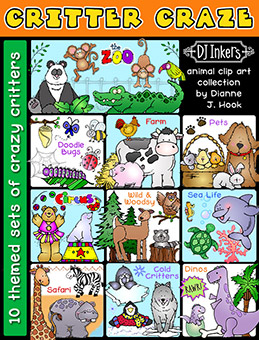 Critter Craze Animal Clip Art - 10 Download Bundle