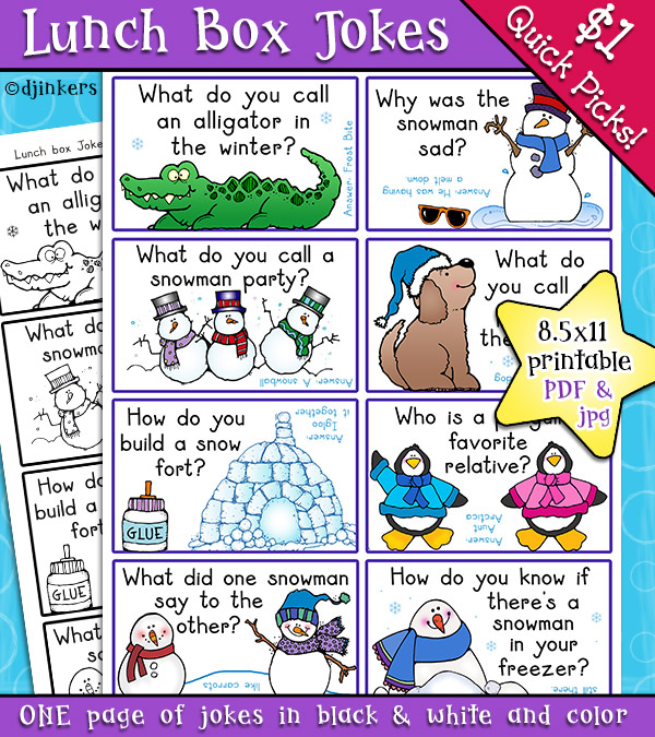 Winter Lunch Box Jokes for Kids by DJ Inkers