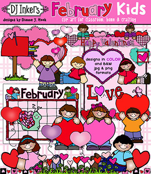 February Kids - Valentine Clip Art Download