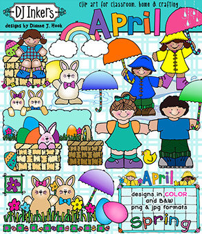 April Kids Clip Art Download