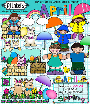 April Kids - Spring and Easter Clip Art Download