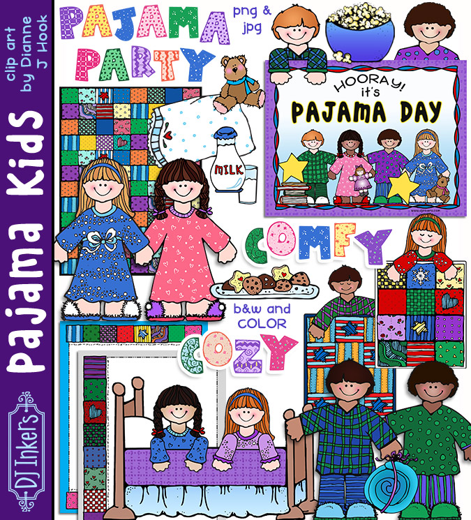 pajama party cartoon clipart