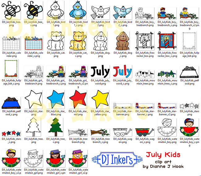 July Kids - Summer Fun Clip Art Download