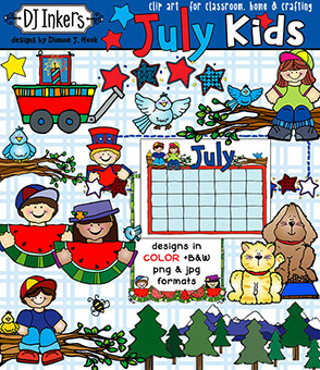 July Kids Clip Art Download