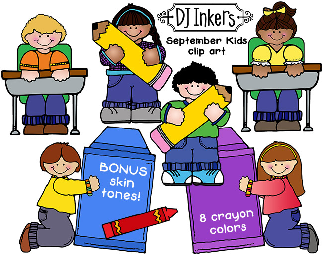 September Kids with crayons and pencils by DJ Inkers
