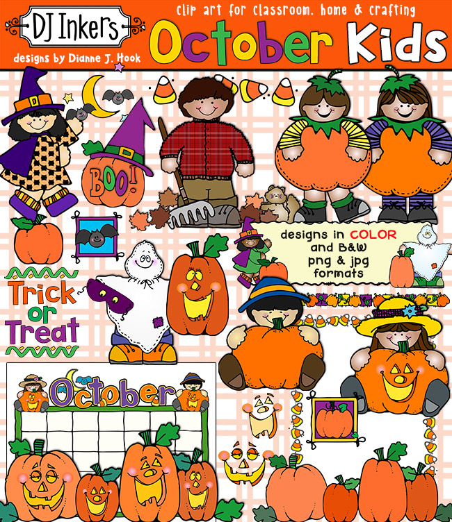 October Kids - Halloween Clip Art Download