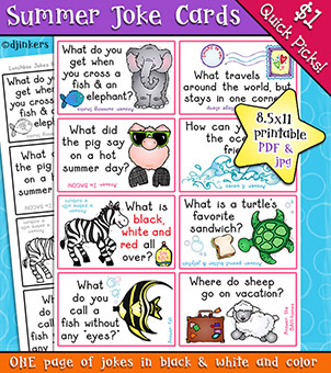 Summer Jokes for Kids - Lunch Box Joke Cards Printable Download