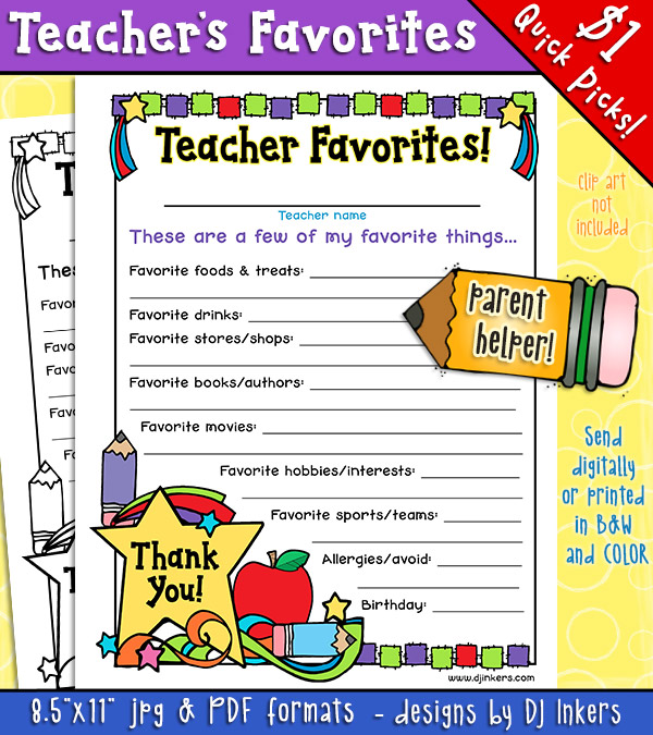 What are your teacher's favorite things? Parent's gift guide by DJ Inkers