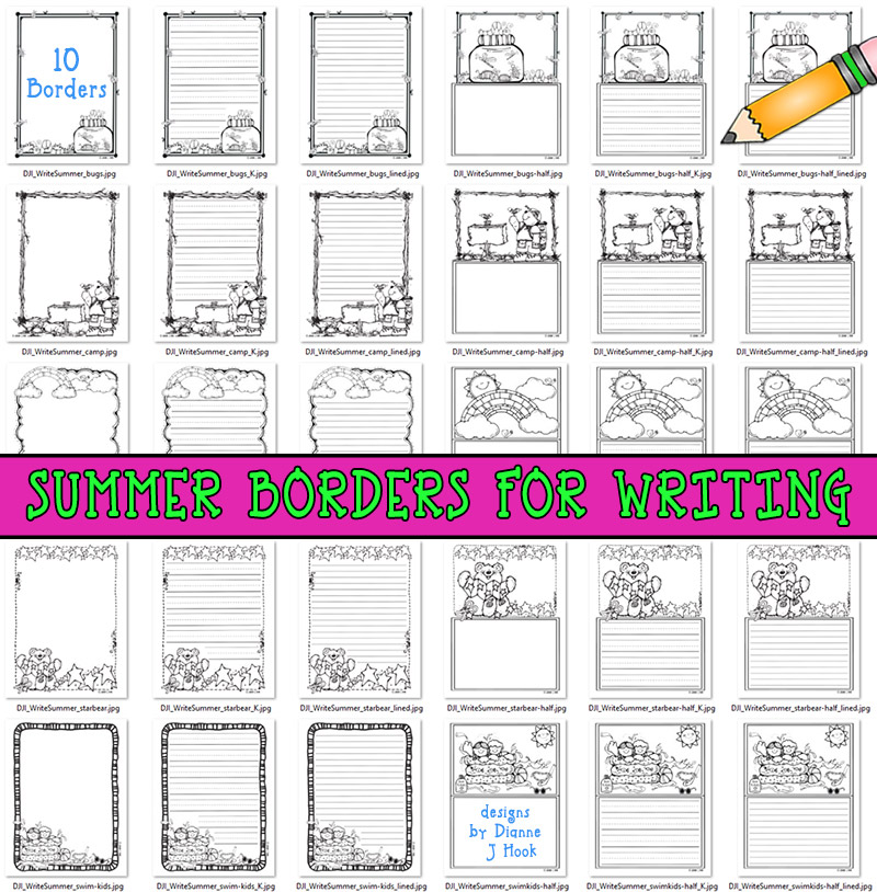 Summer Borders for Writing Download