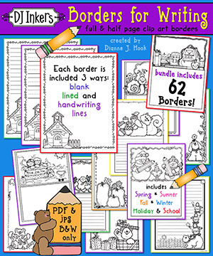 Borders for Writing Collection - 6 Download Bundle