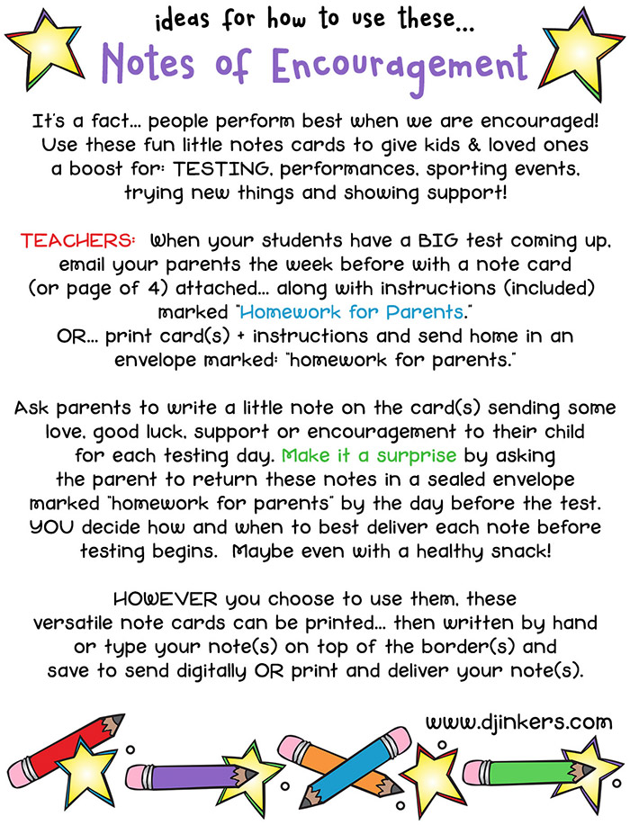 Notes of encouragement ideas for use