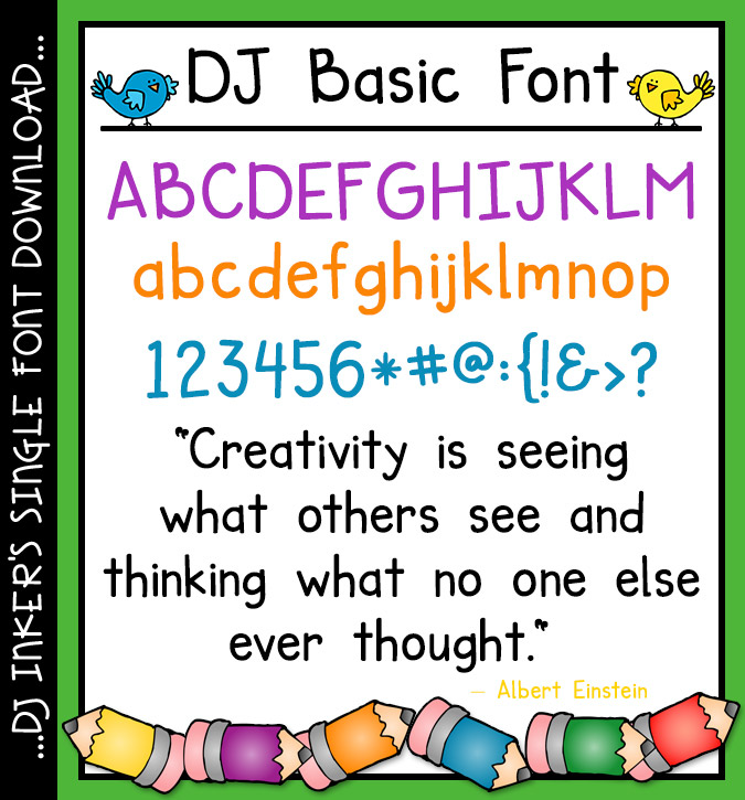 DJ Fonts for Preschool and Kindergarten - Pre-K Font Collection