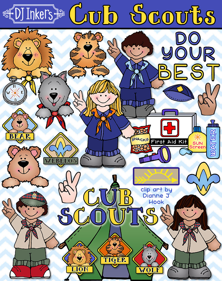 Cute Cub Scout clip art for kids by DJ Inkers