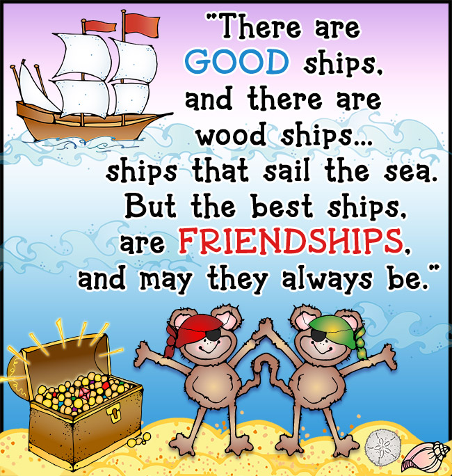 Friendship quote with cute pirate clip art and font by DJ Inkers
