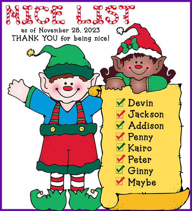 Holiday nice list made with cute Christmas clip art by DJ Inkers