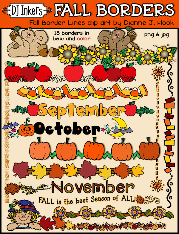 Fall Text Blocks and Clip Art Borders for autumn smiles by DJ Inkers
