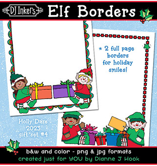 Elf Borders - Holiday Clip Art Download