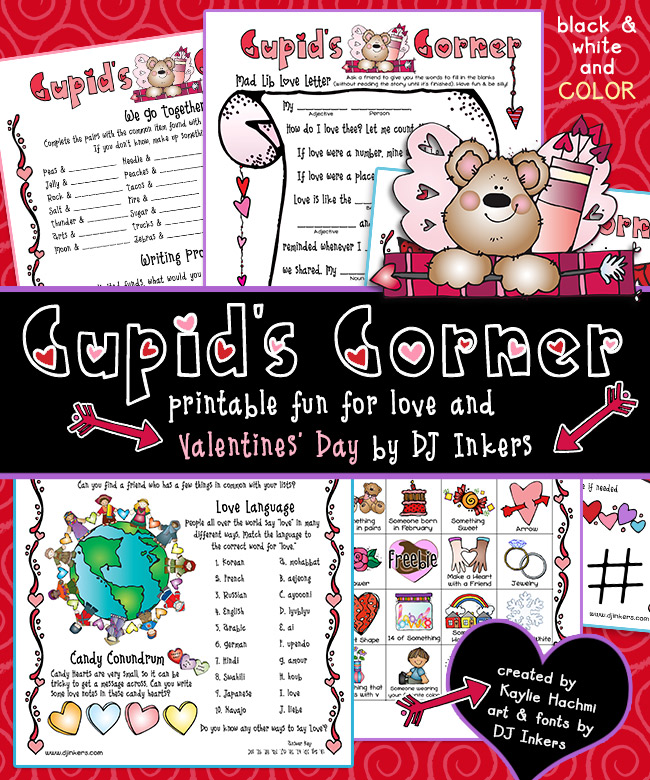 Fun Valentine activities for kids, classrooms and sharing your heart by DJ Inkers