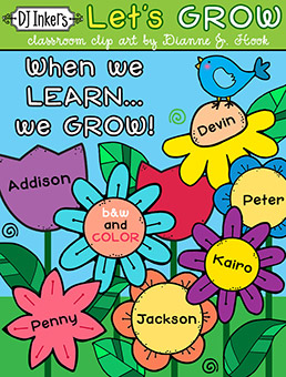 Let's Grow - Flower Clip Art and Cut-Out Kit - Customizable