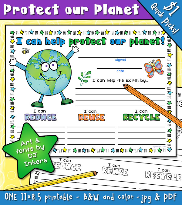 Protect our Planet Pledge and Earth Day Writing Prompts