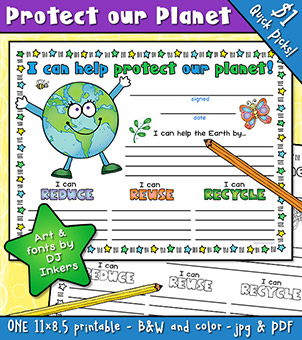 Protect our Planet - Earth Day Pledge Writing Prompts