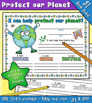 Protect our Planet Pledge and Earth Day Writing Prompts