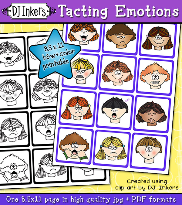 Emotions Chart for Nonverbal Communication, Digital or Printable Tacting Cards by DJ Inkers