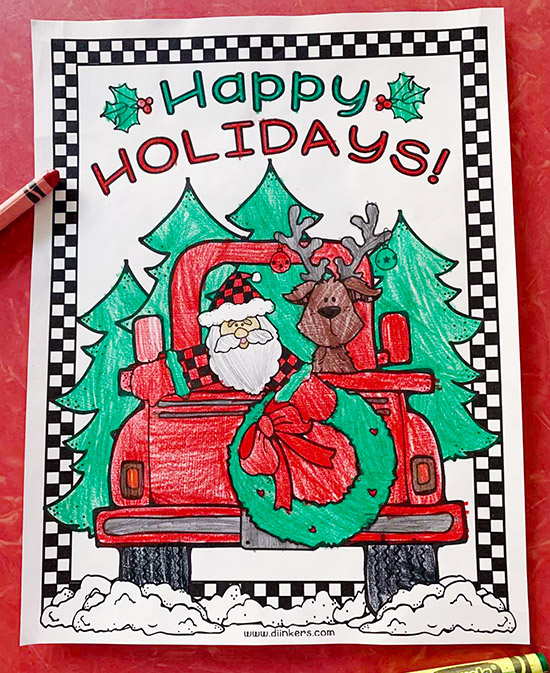 Kids Happy Holidays coloring page by DJ Inkers