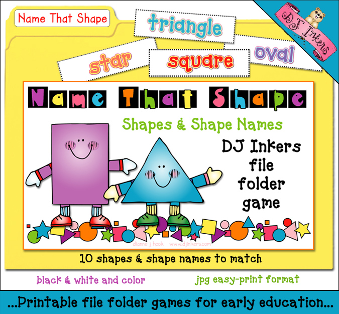 Name That Shape file folder game for early education by DJ Inkers