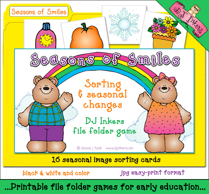 Seasons of Smiles file folder game for early education by DJ Inkers